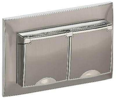 Розетка 2-м SKANDY 16А IP44 с крышкой в сборе SK-R12N никель IEK SK-R26-16-44-K50-F