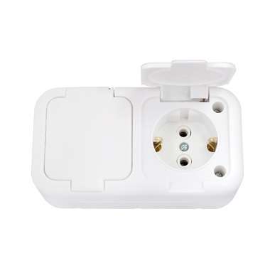 Розетка 2-м ОП 10А IP44 с заземл. бел. Bylectrica РА16-213