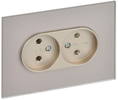Розетка 2-м SKANDY 10А без заземл. без защ. шторок для плоской вилки SK-R03Sh шампань IEK SK-R20-10-K37