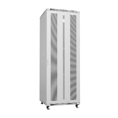 Шкаф монтажный телекоммуникационный напольн. ND-05C-47U80/100 19дюйм 47U 800х1000х2277мм для распределит. и серверн. оборудования; передн. и задн. перфорир. двери ручка с замком RAL 7035 сер. Cabeus 7208c