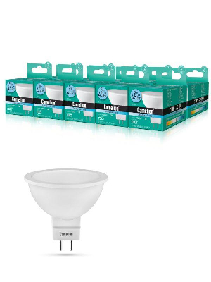 Лампа светодиодная LED5-MR16/845/GU5.3 5Вт 4500К бел. GU5.3 385лм 12В Camelion 12026