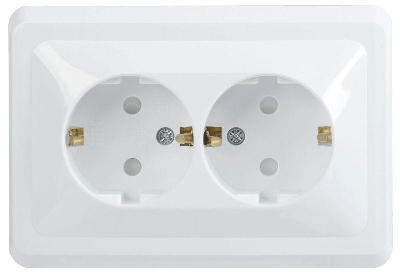 Розетка 2-м СП Вега РСш12-3-ВБ с заземл. контактом и защ. штор 16А бел. GENERICA ERV24-K01-16-DM