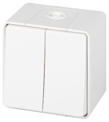 Переключатель Эксперт 11-1506-01 двойн. IP55 10АХ-250В ОУ бел. Эра Б0063295