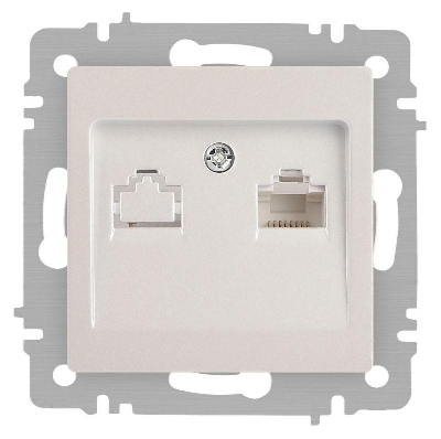 Розетка компьютерная 1-м СП Accent 6-303-06 RJ45 IP20 перламутр. Intro Б0063636