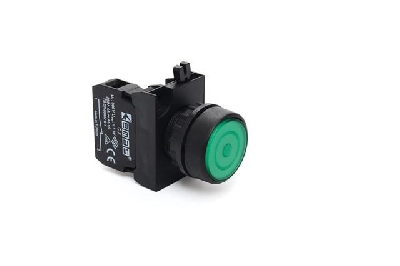 Кнопка нажимная круглая с фиксацией (1НО) зел. EMAS CP100FY