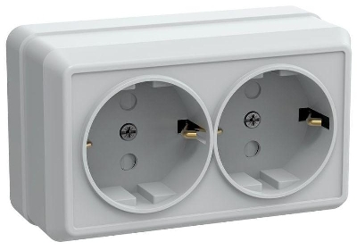Розетка 2-м ОП Октава РСш22-3-ОБ 16А IP20 с заземл. защ. шторки бел. GENERICA ERO24-K01-16-DC
