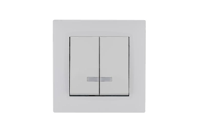 Выключатель 2-клав. с подсветкой Karea RIZZ бел. Makel 88001023