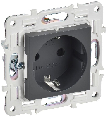 Розетка SKANDY 16А с заземл. защ. шторки безвинт. крепл. SK-R06T титан IEK SK-R14-16-1-K48