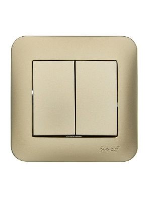 Выключатель 2-кл. 1п СП ASTI 10А IP20 в сборе золото. LEZARD 7081-3636-101
