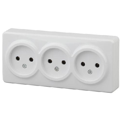 Розетка 3-м ОП Эра Эксперт 11-2207-01 16А IP20 250В 3х2P бел. Эра Б0020697