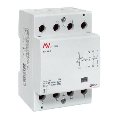 Контактор модульный КМ 40А 2NO+2NC 230В AC (3 мод.) AVERES EKF km-av-3-40-22-230V