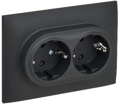 Розетка 2-м SKANDY 16А с заземл. защ. шторки в сборе SK-R07G графит IEK SK-R24-16-K53-F