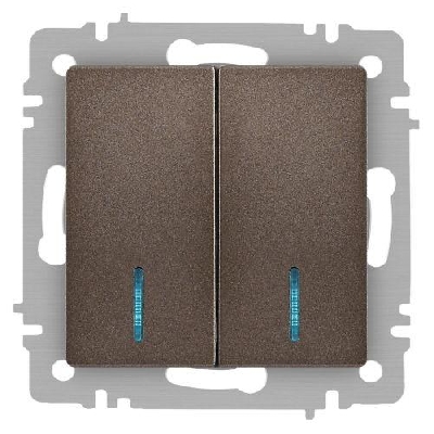 Выключатель 2-кл. СП Accent 6-105-08 10А IP20 250В с подсветкой AL/CU бронза Intro Б0063523