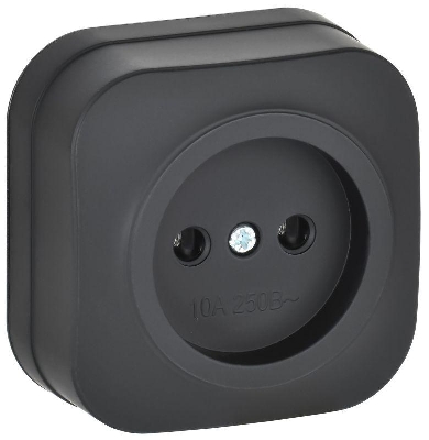 Розетка ОП GLORY РС20-2-ХЧм 10А без заземл. без защ. шторок черн. матов. IEK ERH10-K02M-10