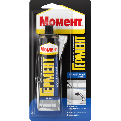 Герметик силиконовый санитарный "Момент ГЕРМЕНТ" 70мл на един. блистере бел. Момент Б0003633