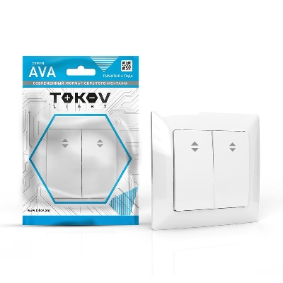 Переключатель проходной 2-кл. СП AVA 10А IP20 в сборе бел. TOKOV LIGHTTKL-AV-P2F-C01