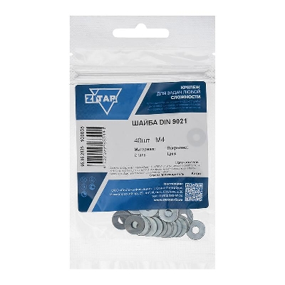 Шайба кузовная М4 DIN 9021 оцинк. (уп.40шт) Tech-Krep/Zitar 103035