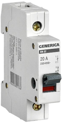 Выключатель нагрузки (мини-рубильник) 1п 20А ВН-32 GENERICA MNV15-1-020