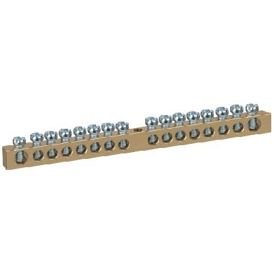 Шина NO-122-18 PEN земля-ноль 6х9мм 16/1 латунная с креплениями по центру Эра Б0047232