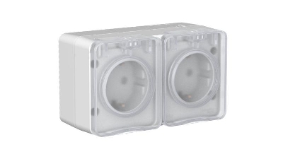 Розетка 2-м ОП AtlasDesign PROFI 16А IP54 заземл. защ. шторки сер. SE ATN543026