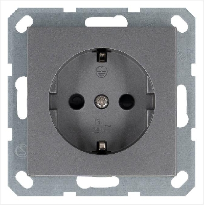 Розетка 1-м Shuko 16А IP20 с заземл. защ. шторки механизм алюм. Jasmart G5501S