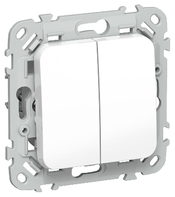Выключатель проходной 2-кл. СП FLITE ВС62-1-0-ФлБ 10А механизм бел. IEK FI-V22-0-10-1-K01