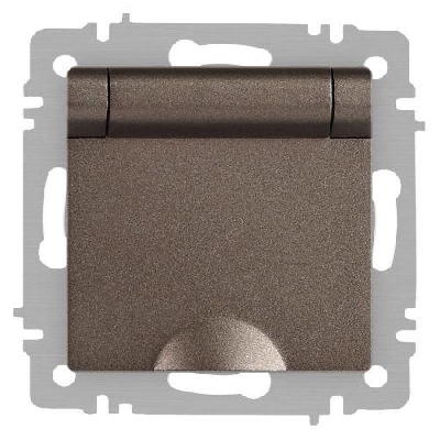 Розетка 1-м СП Accent 6-203-08 16А IP20 250В 2P+E Schuko с крышкой AL/CU Accent бронза Intro Б0063436