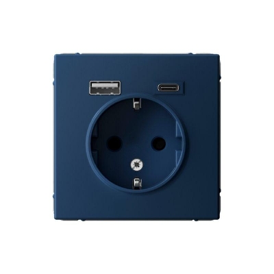 Розетка ArtGallery 16А с 2-мя заряд. устройствами USB A+C 5В/2.4А/3А 2х5В/1.5А механизм аквамарин SE GAL001132