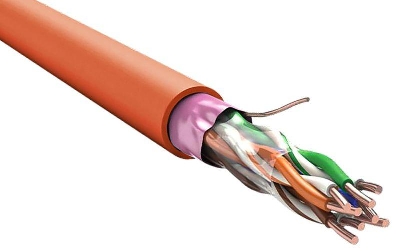 Кабель витая пара F/UTP кат.5E 4х2х0.52 нг(А)-FRLS оранж. (уп.305м) ITK LC1-C5E04-357
