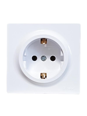 Розетка 1-м ОП LETO с заземл. ПБТ бел. LEZARD 752-0200-122B