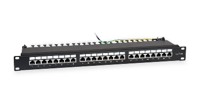 Патч-панель 19дюйм 1U кат.5E полн. экранир. 24 порта RJ45 Dual IDC WR-PL-24-C5E-SH-D черн. WRline 505210