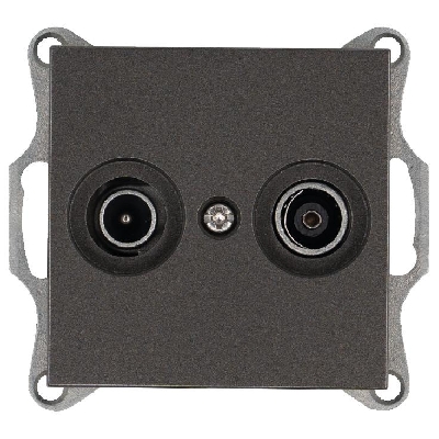 Розетка телевизионная проходная TV + FM 2-м Ф9.5мм механизм мокко Jasmart G6205Z