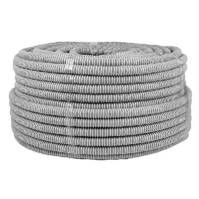 Труба гофрированная ПВХ d25мм с протяжкой сер. (уп.50м) Plast PROxima EKF tg-z-25