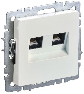 Розетка компьютерная двойн. СП RJ45 кат.6 BRITE РК11-2-БрЖ механизм жемчуж. IEK BR-K20-2-K36