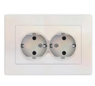 Розетка 2-м СП Афина 16А IP20 с заземл. в сборе жемчуж. Universal A0128-OBr