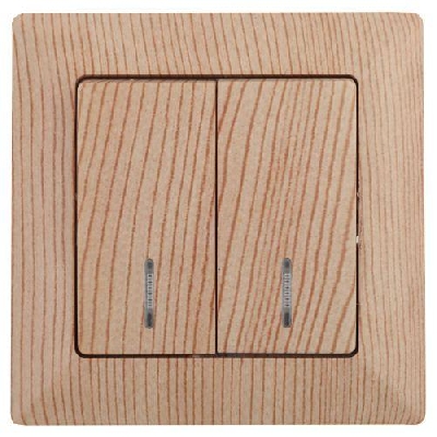 Выключатель 2-кл. СП Solo 4-105-11 10А IP20 250В с подсветкой сосна Intro Б0053600