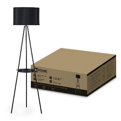 Светильник ТНО 04ПВ-Е27-BB 230В напольн. под лампу полка черн. абажур/черн. тренога IN HOME 4690612060248