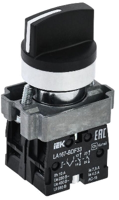 Переключатель LA167-BDF33 3 полож. 2НО черн. KARAT IEK BSW20-BDF33-4-24-67-3-K02