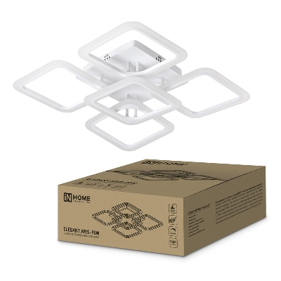 Светильник светодиодный ELEGANT ARIS-90W 90Вт 3000-4000-6500К 7000лм 230В 590х590х130мм с пультом ДУ IN HOME 4690612035406