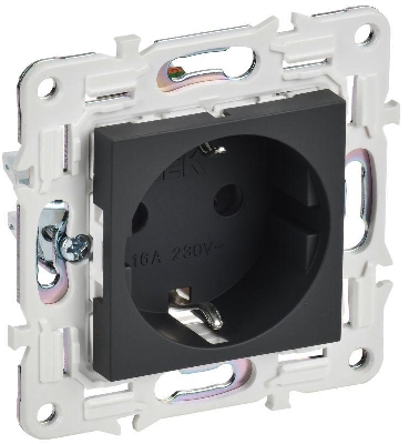 Розетка SKANDY 16А с заземл. защ. шторки SK-R04G графит IEK SK-R14-16-K53