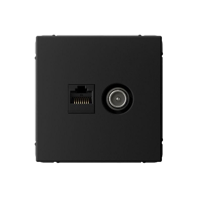 Розетка компьютерная + телевизионная 2-м СП ArtGallery RJ45 кат.5E + TV механизм карбон SE GAL001089