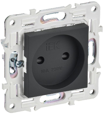 Розетка SKANDY 10А без заземл. защ. шторки SK-R01G графит IEK SK-R13-10-K53