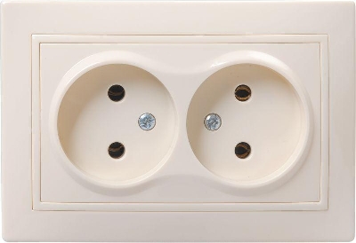 Розетка 2-м СП Кварта 10А IP20 без заземл. без защ. шторок крем. GENERICA ERK23-K33-10-DM