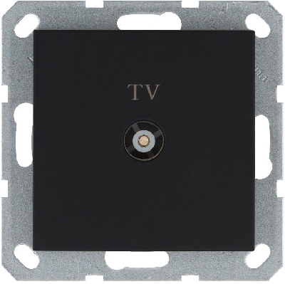 Розетка телевизионная проходная TV Ф9.5мм механизм черн. матов. soft touch Jasmart G6002PB