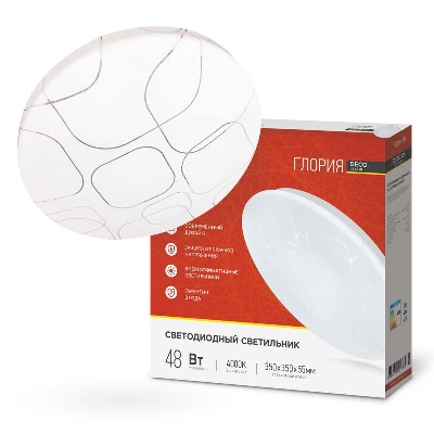 Светильник светодиодный DECO ГЛОРИЯ 48Вт 4000К 4320лм 230В 380х55мм IN HOME 4690612038636