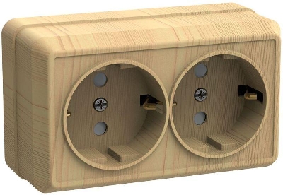 Розетка 2-м ОП Октава РС22-3-ОС 16А IP20 с заземл. сосна GENERICA ERO21-K03-16-DC