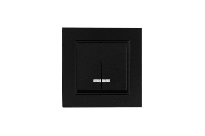 Выключатель двухклавишный с подстветкой Karea черн. Makel 56054023