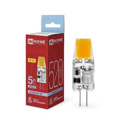 Лампа светодиодная LED-JC-COB 5Вт 12В G4 6500К 520лм IN HOME 4690612060279