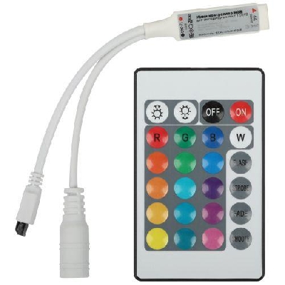 Контроллер мини для светодиодной ленты с ИК пультом RGBController-12/24V-72/144W-IP20-IR ЭРА Б0061110