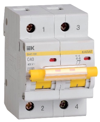 Выключатель автоматический модульный 2п C 40А 10кА ВА47-100 KARAT IEK MVA40-2-040-C